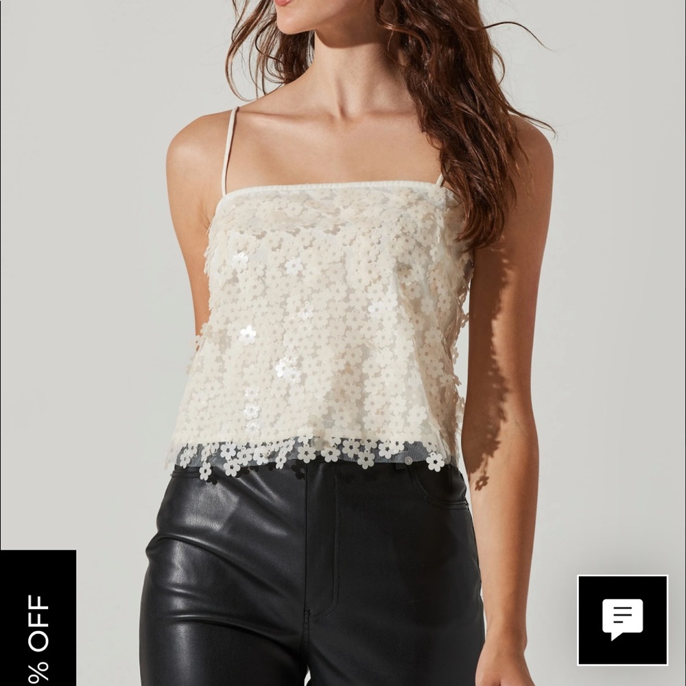 Astr the Label - Luxoria Flower Sequin Top